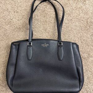 Kate Spade New York Black Leather Zip Top Laptop Tote